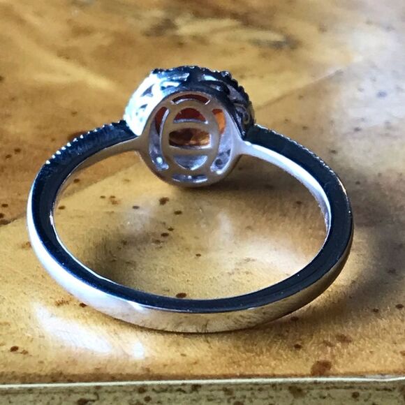 Natural Hessonite Garnet Sterling Silver Ring Size 9 - Picture 4 of 8